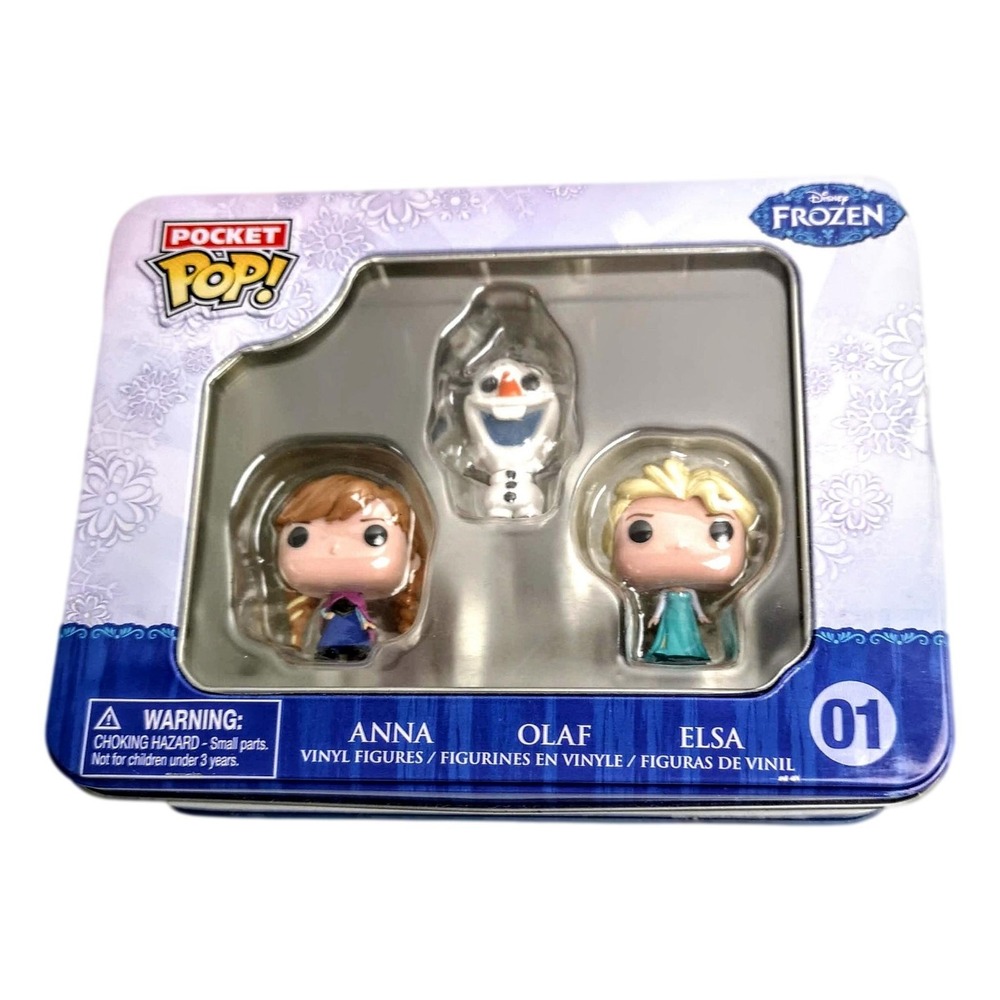 Funko Pocket Pop! Frozen Vinyl Figures Anna Olaf Elsa Blue Tin 01 New Sealed